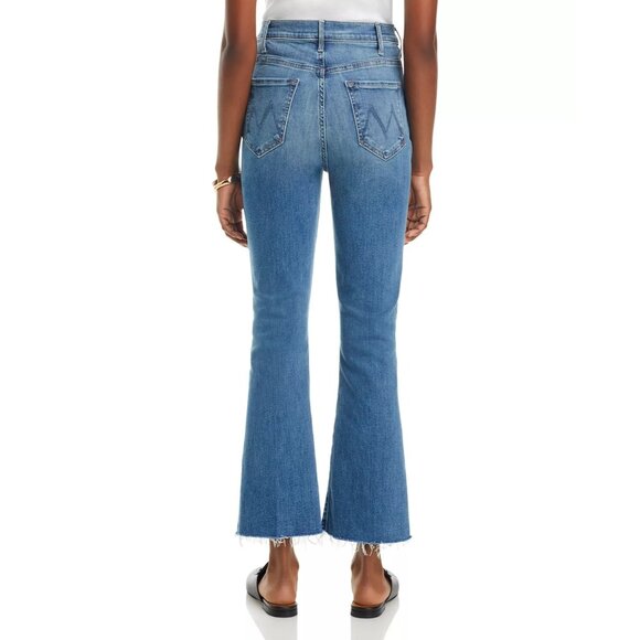 248$ MOTHER The Hustler High Rise Frayed Flare Leg Ankle Jeans Size 28 Blue - Picture 4 of 5